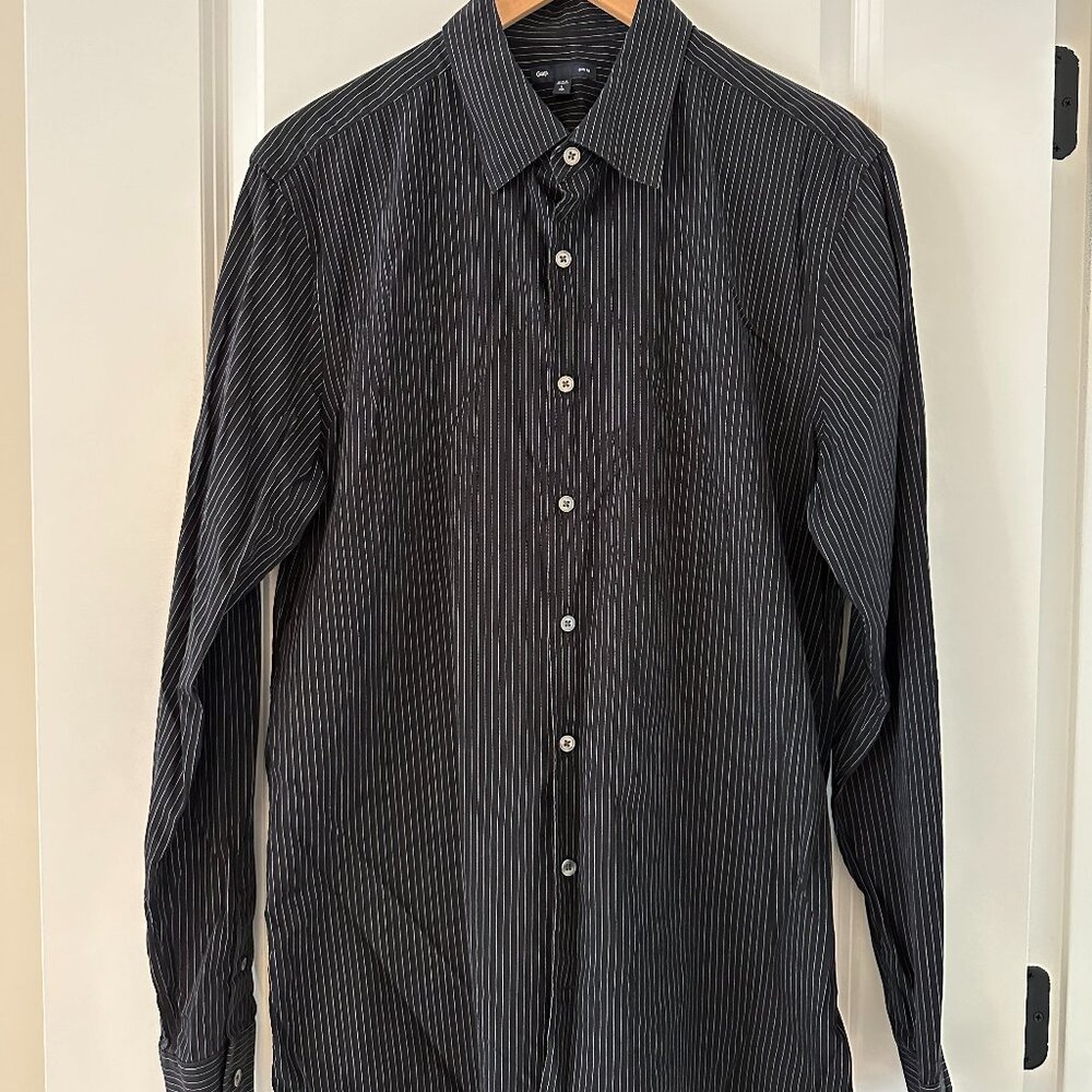 Men's Black Pinstripe Button Down